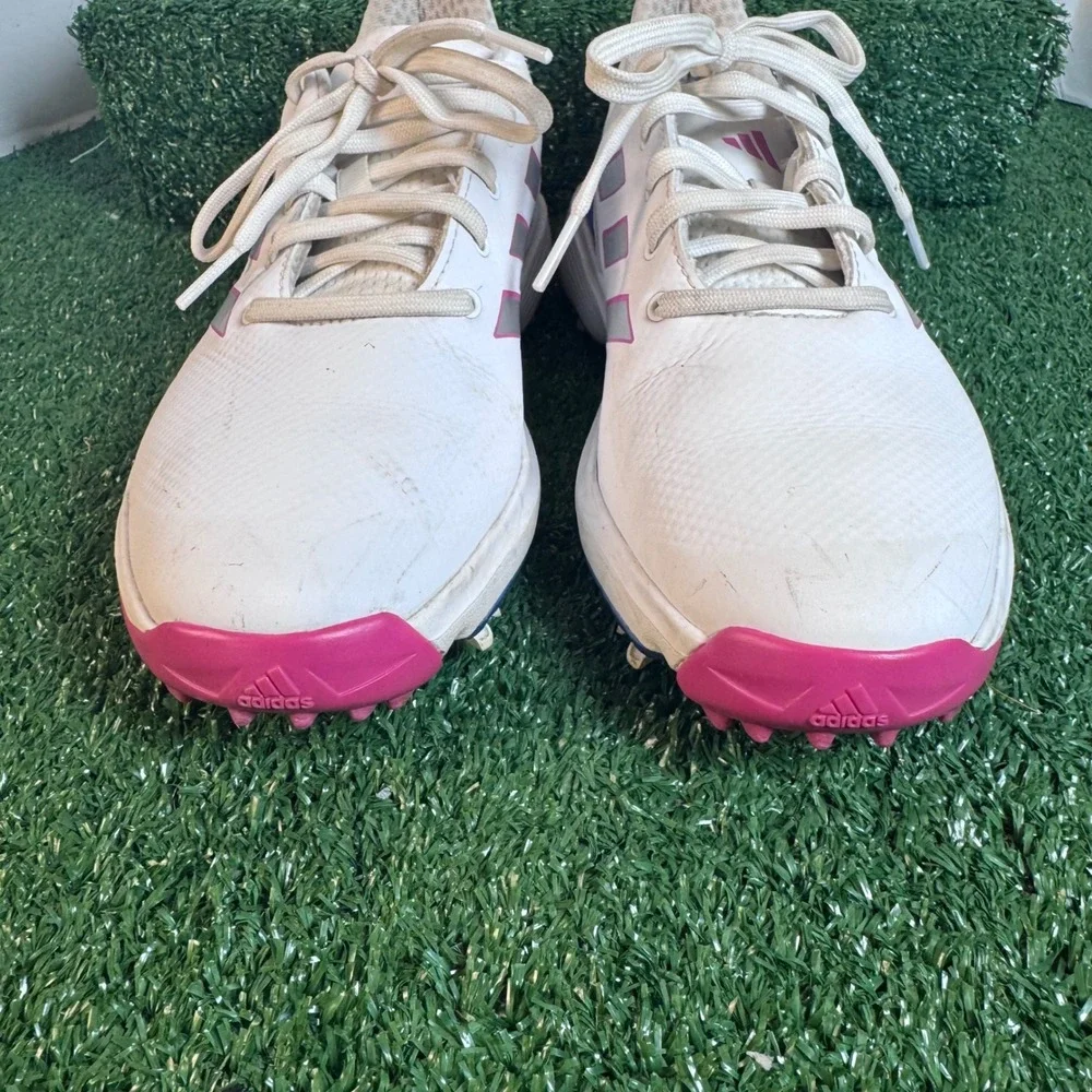 Adidas ZG23 Womens Golf Shoes White Pink Blue Spiked Size 6‎